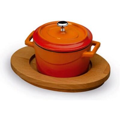 Bandeja de madera Agnelli para mini cazuela - 10cm Bandeja de madera Agnelli para mini cazuela - 10cm