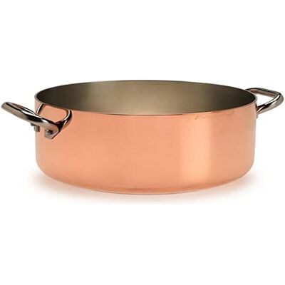 Casserole en cuivre pour induction Agnelli - Pot haut en cuivre avec 2 poignées en acier inox Casserole en cuivre pour induction Agnelli - Pot haut en cuivre avec 2 poignées en acier inox