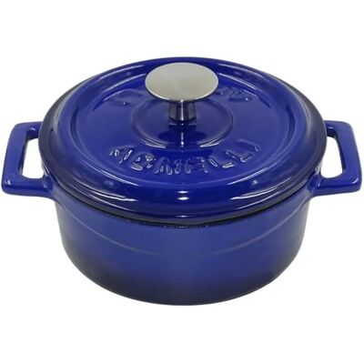 Agnelli Mini Cocotte en Fonte Émaillée - 14cm Bleue Agnelli Mini Cocotte en Fonte Émaillée - 14cm Bleue