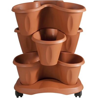 Bama Pots empilables en terracotta avec roues - Pack de 3 - Publicité Bama Pots empilables en terracotta avec roues - Pack de 3 - Publicité