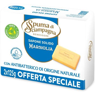 Sapone di Marsiglia Naturale Italiano - Due saponette da 125g Sapone di Marsiglia Naturale Italiano - Due saponette da 125g