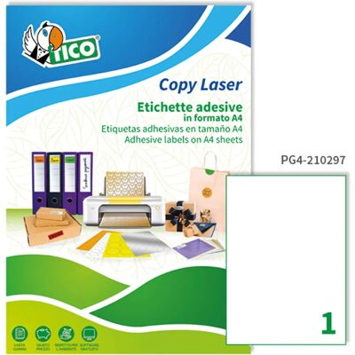 Tico White Glossy Labels 210x297 mm - 210x297 mm - 100 sheets Tico White Glossy Labels 210x297 mm - 210x297 mm - 100 sheets
