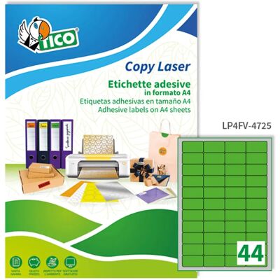 TICO Fluorescent Green Permanent Labels - 47.5x25.5mm - 3080 pcs TICO Fluorescent Green Permanent Labels - 47.5x25.5mm - 3080 pcs