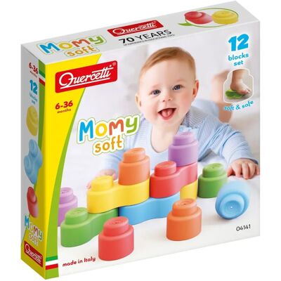 Quercetti Momy Weiches Bauspielzeug - 12 Stück - Bunte Farben Quercetti Momy Weiches Bauspielzeug - 12 Stück - Bunte Farben