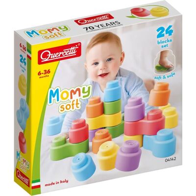 Quercetti Momy Soft Bauklötze - 24 Stück Bunte Quercetti Momy Soft Bauklötze - 24 Stück Bunte