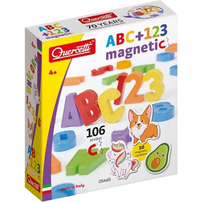 Brinquedo Magnético Quercetti - ABC + 123 - 106 peças - 4+ anos Brinquedo Magnético Quercetti - ABC + 123 - 106 peças - 4+ anos