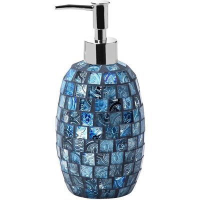 AQUASANIT - Dispenser sapone in vetro mosaico blu - Accessorio bagno AQUASANIT - Dispenser sapone in vetro mosaico blu - Accessorio bagno