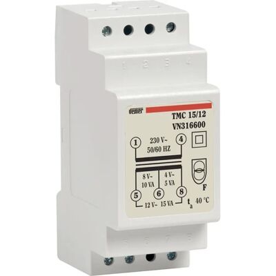 Transformador de segurança modular Vemer - 15VA - Branco Transformador de segurança modular Vemer - 15VA - Branco