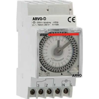 VEMER VP882500 ARVO-D Timer elettromeccanico, Programmazione giornaliera, Montaggio DIN VEMER VP882500 ARVO-D Timer elettromeccanico, Programmazione giornaliera, Montaggio DIN