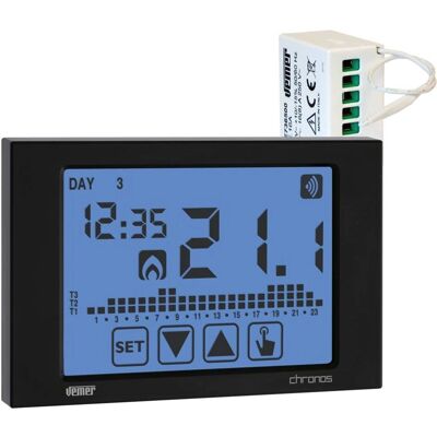 Vemer Set Chronos Rf Nero - Zestaw z Termostatem Chronos RF Nero i Zdalnym Aktywatoriem Vemer Set Chronos Rf Nero - Zestaw z Termostatem Chronos RF Nero i Zdalnym Aktywatoriem