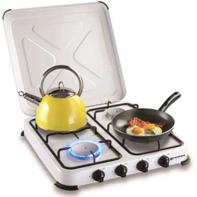 Cuisinière à gaz portable Kemper 4 feux - Laquée blanche - Camping - Publicité Cuisinière à gaz portable Kemper 4 feux - Laquée blanche - Camping - Publicité