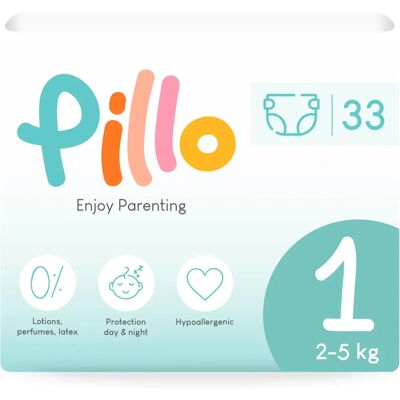 Pillo Taille 1 Couches - Hypoallergénique & Imperméable - Publicité Pillo Taille 1 Couches - Hypoallergénique & Imperméable - Publicité