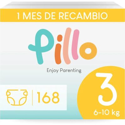 PILLO Couches pour Bébé 168 pcs Taille 3 (6-10 kg) - Diapers - Publicité PILLO Couches pour Bébé 168 pcs Taille 3 (6-10 kg) - Diapers - Publicité