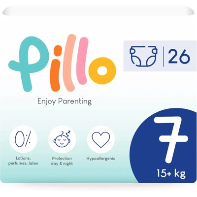 Pillo Premium Taille 7 Couches Jetables - Couches pour bébés - Publicité Pillo Premium Taille 7 Couches Jetables - Couches pour bébés - Publicité