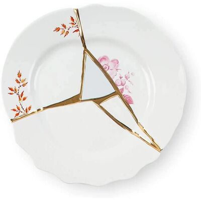 Piattino da dessert Kintsugi - Bianco Oro - Designer Marcantonio Piattino da dessert Kintsugi - Bianco Oro - Designer Marcantonio