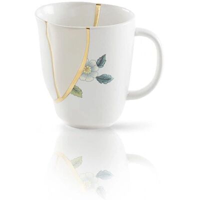 Tazza bianca in ceramica Kintsugi di Seletti - 8,5cm - Decorazione elegante Tazza bianca in ceramica Kintsugi di Seletti - 8,5cm - Decorazione elegante