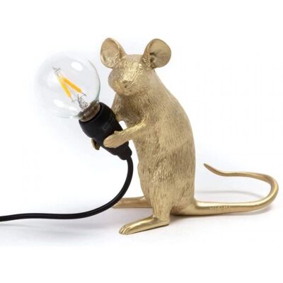 Lampe de table Seletti Mouse Sitting - Résine Or Lampe de table Seletti Mouse Sitting - Résine Or