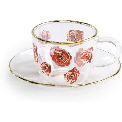 Seletti Roses Tasse Unisexe Verre Borosilicaté - Édition Toilet Paper - Publicité Seletti Roses Tasse Unisexe Verre Borosilicaté - Édition Toilet Paper - Publicité