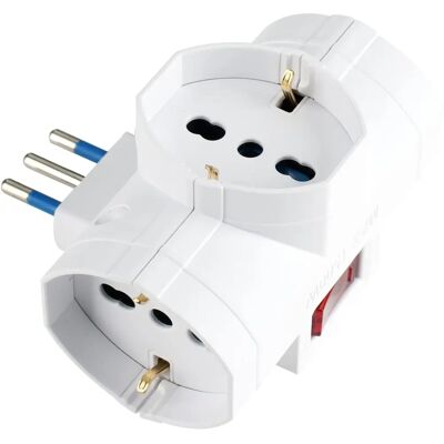 POLY POOL PP2385 Adattatore di corrente - 3 prese multisize standard Italia e Germania POLY POOL PP2385 Adattatore di corrente - 3 prese multisize standard Italia e Germania
