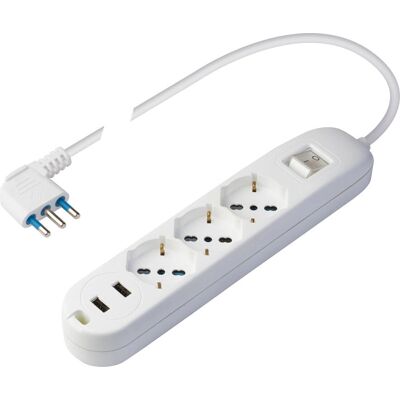 Poly Pool PP2526 Verlängerung - 3 Steckdosen, 2 USB, Indoor, Weiß Poly Pool PP2526 Verlängerung - 3 Steckdosen, 2 USB, Indoor, Weiß