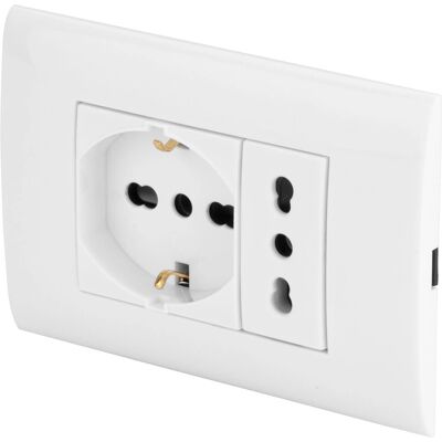 Poly Pool PP6094X Wit Elektriciteitsstekkerplaat met bivalente en standaard stopcontacten Poly Pool PP6094X Wit Elektriciteitsstekkerplaat met bivalente en standaard stopcontacten