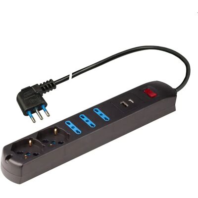 Przedłużacz Poly Pool - 5 gniazdka, USB, 1,5m Przedłużacz Poly Pool - 5 gniazdka, USB, 1,5m