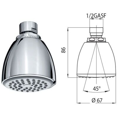 Bossini Chrom Duschkopf mit Schwenkarm - Duschkopf Bossini Chrom Duschkopf mit Schwenkarm - Duschkopf