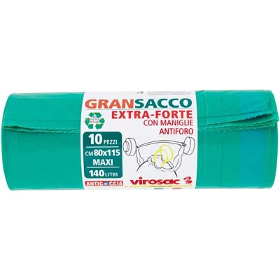 Sacchi immondizia Virosac - Verde - 80x115cm - 10 pz. Sacchi immondizia Virosac - Verde - 80x115cm - 10 pz.