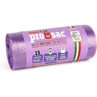 VIROSAC - Rotolo 15Sacchi Proxsac - Lavanda - 52x65 - sacchetti spazzatura VIROSAC - Rotolo 15Sacchi Proxsac - Lavanda - 52x65 - sacchetti spazzatura