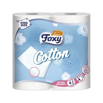 Carta Igienica Foxy Cotton - 5 Strati, 4 Rotoli Carta Igienica Foxy Cotton - 5 Strati, 4 Rotoli