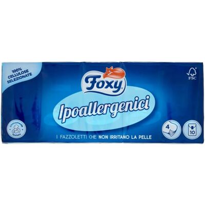 Foxy Ipoallergenici Fazzoletti - 10 Pacchetti - Facials Foxy Ipoallergenici Fazzoletti - 10 Pacchetti - Facials