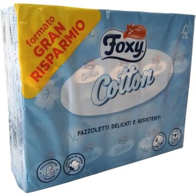 Foxy Cotton Fazzoletti 4 Veli 30 Pacchetti - Tissue Foxy Cotton Fazzoletti 4 Veli 30 Pacchetti - Tissue