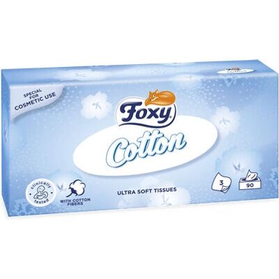 Foxy Pañuelos Faciales de Algodón Blanco - 90 Uds Foxy Pañuelos Faciales de Algodón Blanco - 90 Uds