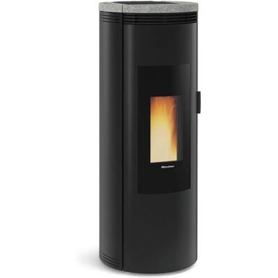 Stufa a pellet Amika Nordica - 8kW, Nera, Acciaio, Telecomando Stufa a pellet Amika Nordica - 8kW, Nera, Acciaio, Telecomando