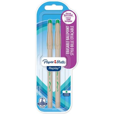 Stylo bille rétractable Papermate Replay vert, pack de 2 - Publicité Stylo bille rétractable Papermate Replay vert, pack de 2 - Publicité