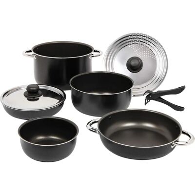 Ensemble de Casseroles en Aluminium Empilables Berger - 9 pièces - Publicité Ensemble de Casseroles en Aluminium Empilables Berger - 9 pièces - Publicité