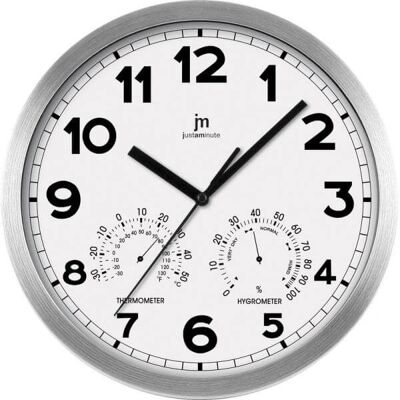 Bílé quartzové nástěnné hodiny Lowell s teploměrem a vlhkoměrem - Nástěnné hodiny Bílé quartzové nástěnné hodiny Lowell s teploměrem a vlhkoměrem - Nástěnné hodiny