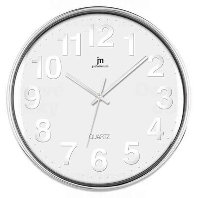 Lowell 00816B Wanduhr - Leise, Chrom & Weiß - 35,5cm Lowell 00816B Wanduhr - Leise, Chrom & Weiß - 35,5cm