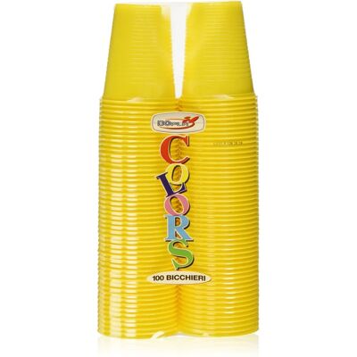 Bicchiere di Plastica Giallo Dopla - Usa e Getta 200ml - Feste e Party Bicchiere di Plastica Giallo Dopla - Usa e Getta 200ml - Feste e Party