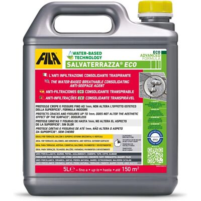 Fila - Salvaterrazza eco Sellador anti infiltraciones - Impermeable y transpirable, 5L Fila - Salvaterrazza eco Sellador anti infiltraciones - Impermeable y transpirable, 5L