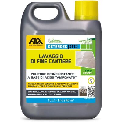Fila Deterdek Pro - Nettoyage fin de chantier, détergent pour résidus de joint et ciment - Publicité Fila Deterdek Pro - Nettoyage fin de chantier, détergent pour résidus de joint et ciment - Publicité