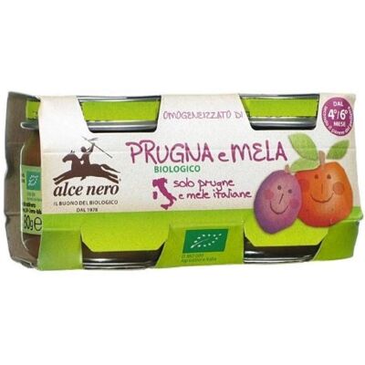 Purea biologica di prugna e mela Alce Nero - 2x80g Purea biologica di prugna e mela Alce Nero - 2x80g