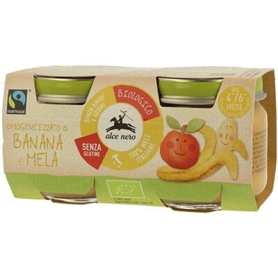 Alce Nero Cibo per Bebè Biologico Banana Mela - 2x80g Alce Nero Cibo per Bebè Biologico Banana Mela - 2x80g