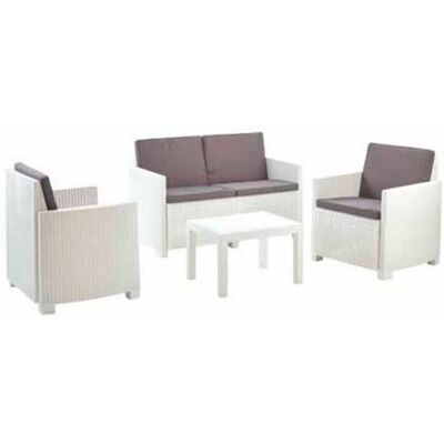 Conjunto de jardín Arena Blanco 4 piezas con cojines Conjunto de jardín Arena Blanco 4 piezas con cojines