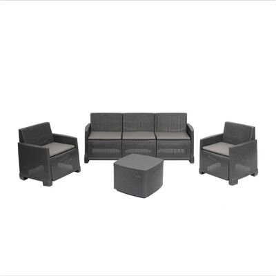 Conjunto de Jardim IPAE PROGARDEN Garda - Antracite, Sofá, Cadeiras, Mesa Conjunto de Jardim IPAE PROGARDEN Garda - Antracite, Sofá, Cadeiras, Mesa