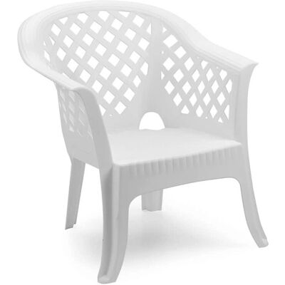 Sillón de Resina Blanco para Jardín - Ligero, Resistente a la Intemperie, Apilable Sillón de Resina Blanco para Jardín - Ligero, Resistente a la Intemperie, Apilable