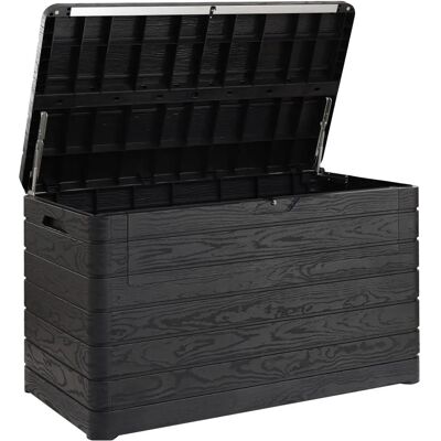 DOLMZ Boîte de rangement de jardin en résine noire 146x82x85 cm - Boîte de rangement - Publicité DOLMZ Boîte de rangement de jardin en résine noire 146x82x85 cm - Boîte de rangement - Publicité