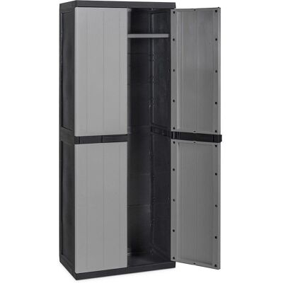 Marca - Aufbewahrungsschrank mit 4 Regalen - Grau, Schwarz - 165x65x37cm Marca - Aufbewahrungsschrank mit 4 Regalen - Grau, Schwarz - 165x65x37cm