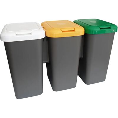 Set di 3 pattumiere Tontarelli grigie 75L Set di 3 pattumiere Tontarelli grigie 75L