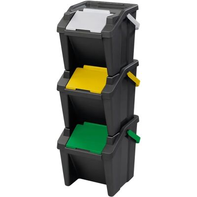 Tontarelli Stapelbare Abfallbehälter - 3 x 30L - Platzsparend Tontarelli Stapelbare Abfallbehälter - 3 x 30L - Platzsparend